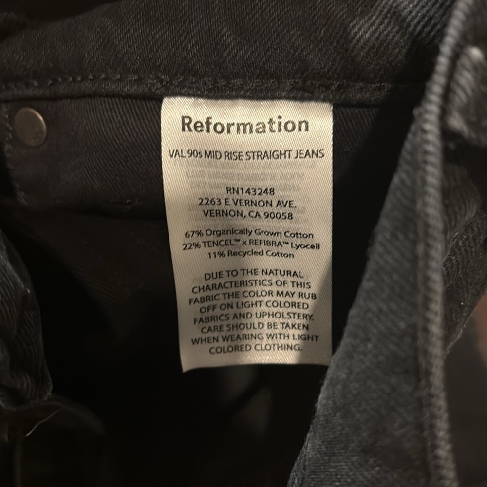 Reformation Val 90s Mid Rise Straight Jeans Black - Picture 5 of 5